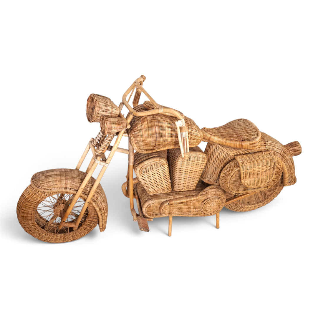 Tom Dixon zugeschriebene Harley-Davidson Motorradskulptur für Habitat aus Rattan, 1990