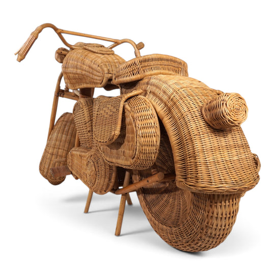Tom Dixon zugeschriebene Harley-Davidson Motorradskulptur für Habitat aus Rattan, 1990