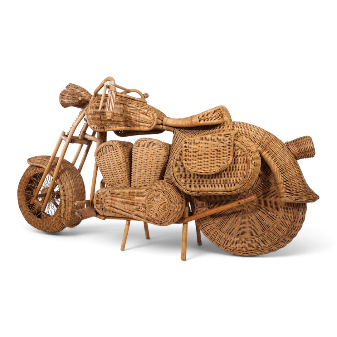 Tom Dixon zugeschriebene Harley-Davidson Motorradskulptur für Habitat aus Rattan, 1990