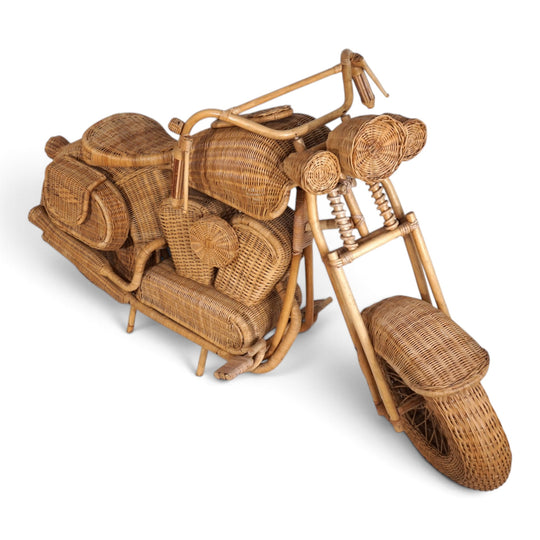 Tom Dixon zugeschriebene Harley-Davidson Motorradskulptur für Habitat aus Rattan, 1990