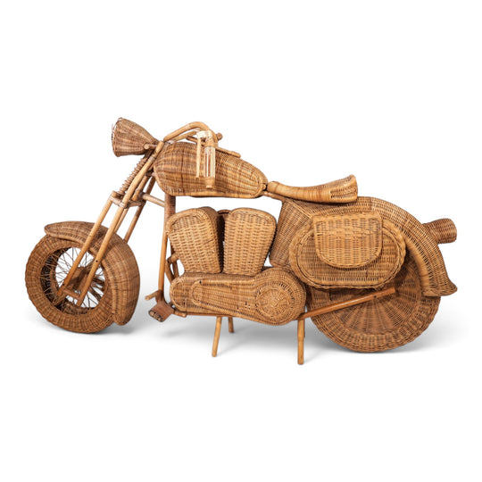 Tom Dixon zugeschriebene Harley-Davidson Motorradskulptur für Habitat aus Rattan, 1990