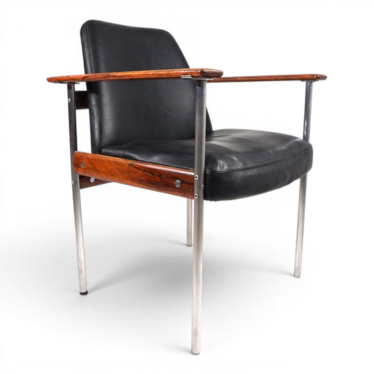 Leather armchair by Sven Ivar Dysthe for Dokka Møbler, 1960