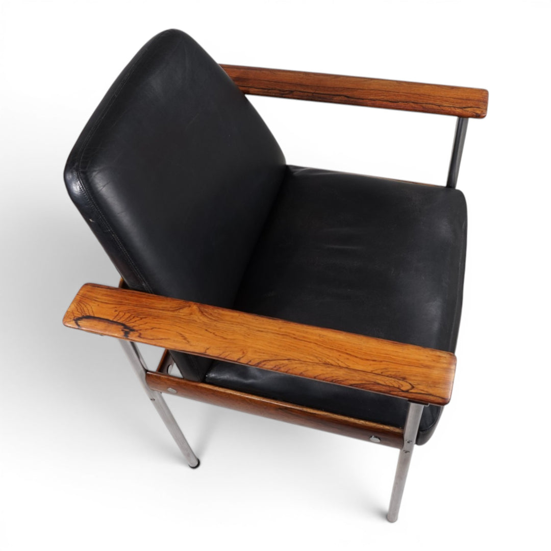 Leather armchair by Sven Ivar Dysthe for Dokka Møbler, 1960