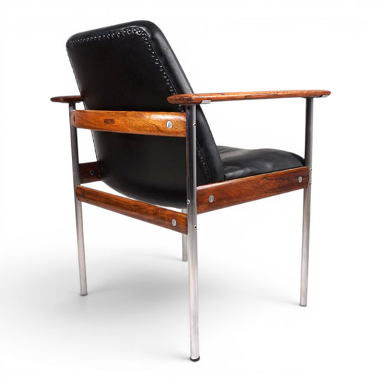 Leather armchair by Sven Ivar Dysthe for Dokka Møbler, 1960