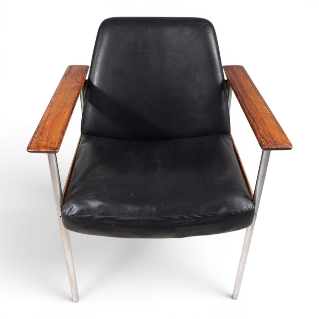 Leather armchair by Sven Ivar Dysthe for Dokka Møbler, 1960