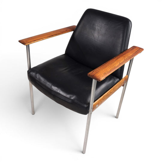 Leather armchair by Sven Ivar Dysthe for Dokka Møbler, 1960