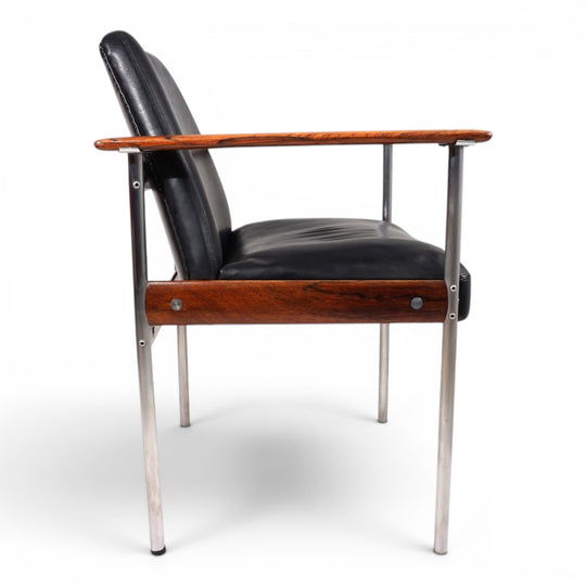 Leather armchair by Sven Ivar Dysthe for Dokka Møbler, 1960