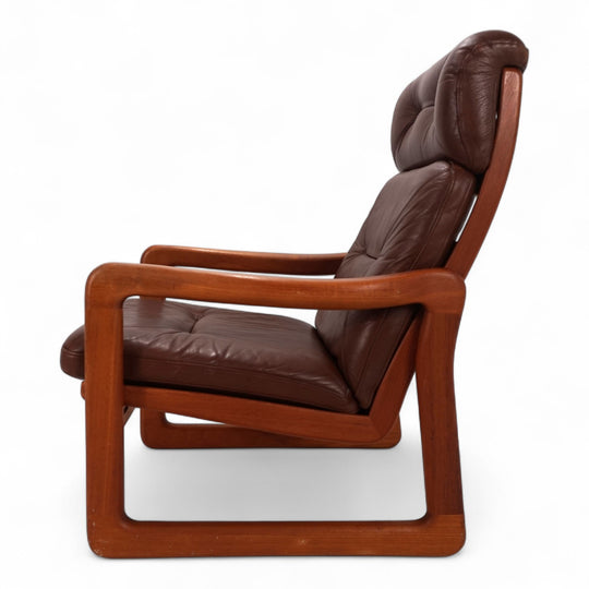 EMC teak leather armchair, 1960