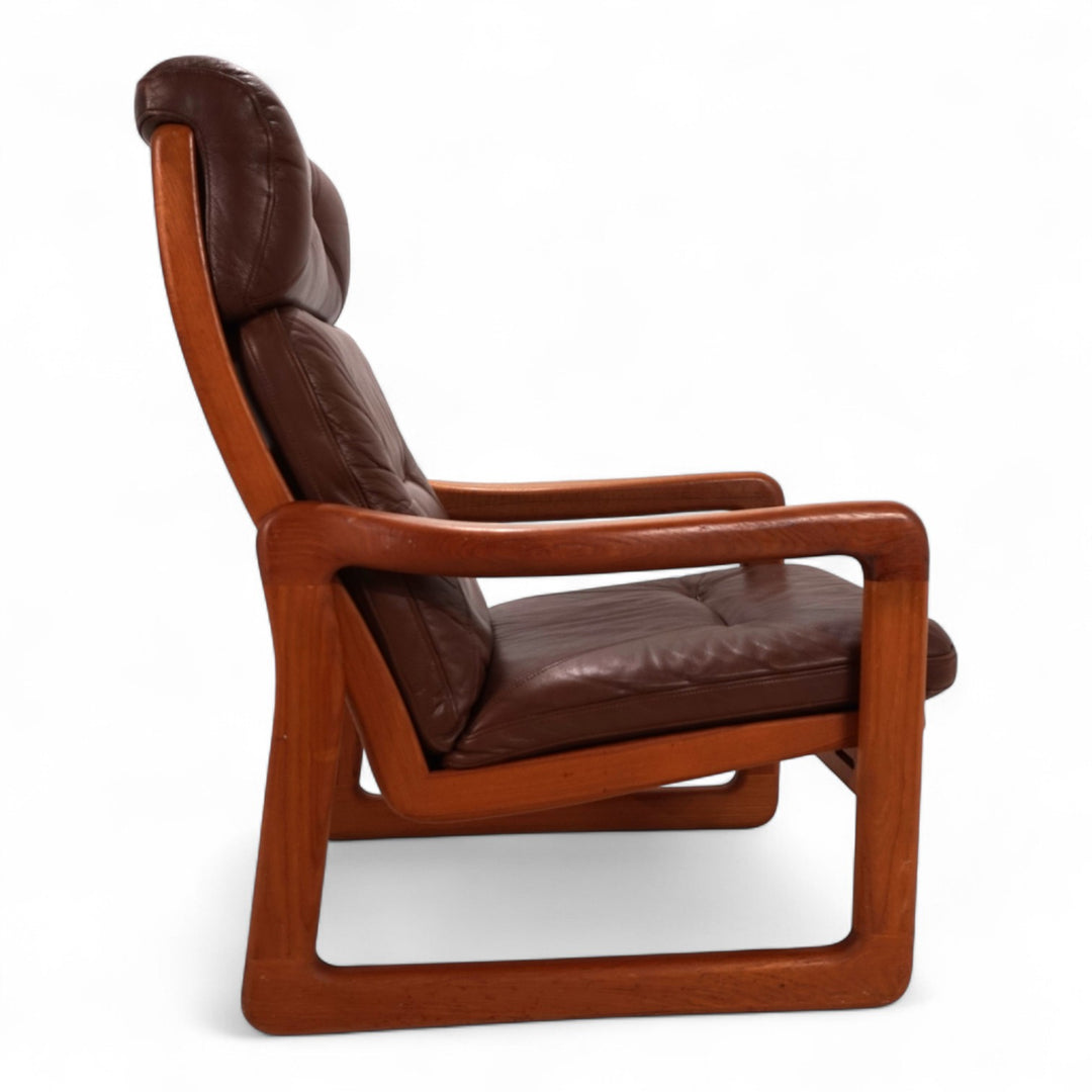 EMC teak leather armchair, 1960