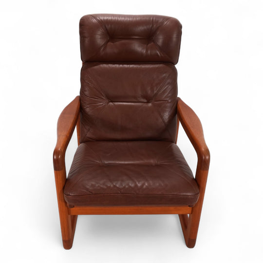 EMC teak leather armchair, 1960