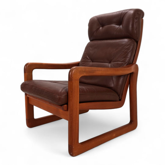 EMC teak leather armchair, 1960