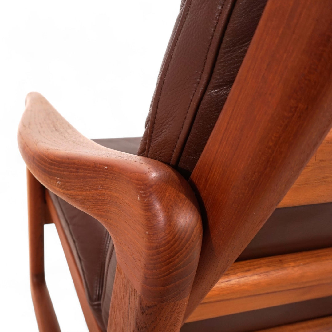 EMC teak leather armchair, 1960