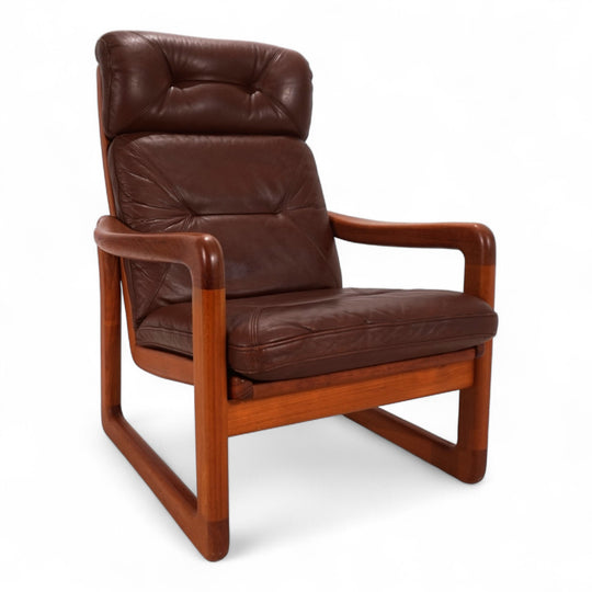 EMC teak leather armchair, 1960