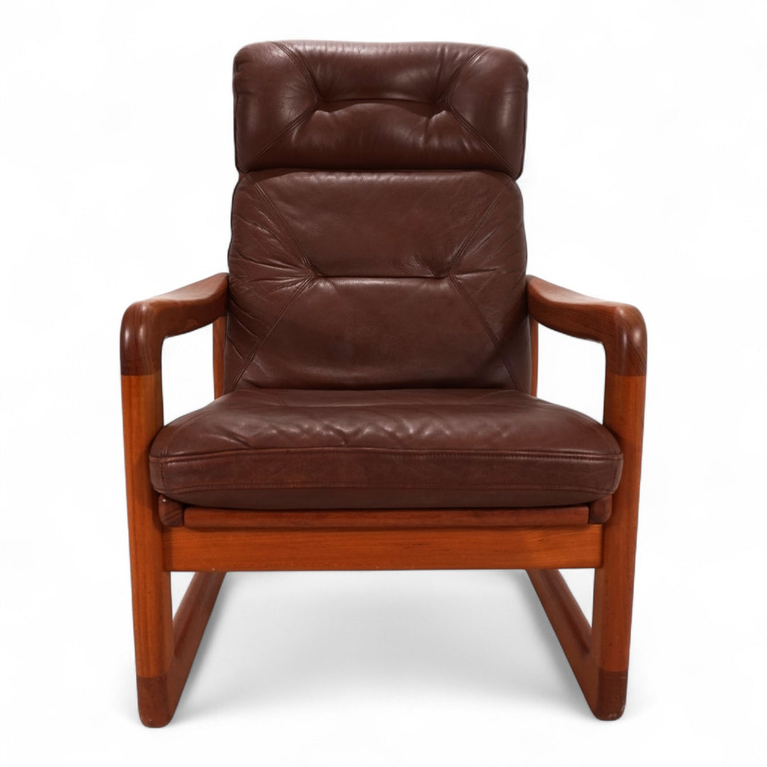 EMC teak leather armchair, 1960