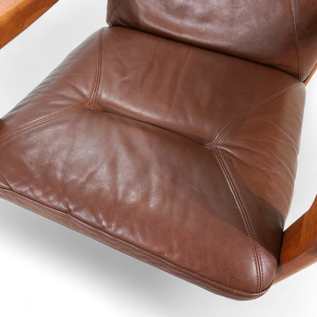 EMC teak leather armchair, 1960