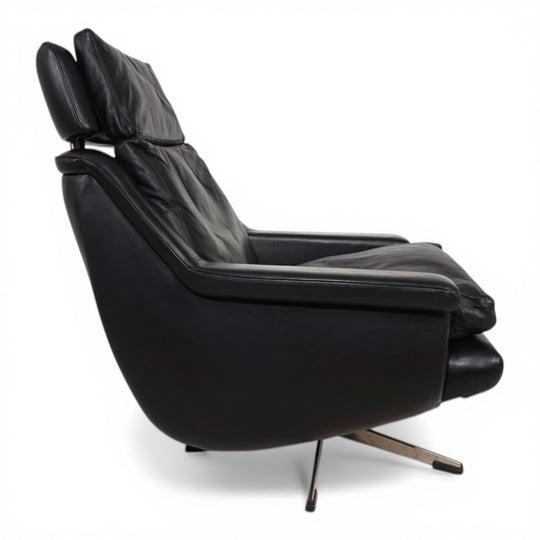 ESA 802 Loungesessel aus schwarzem Leder von Werner Langenfeld, 1970