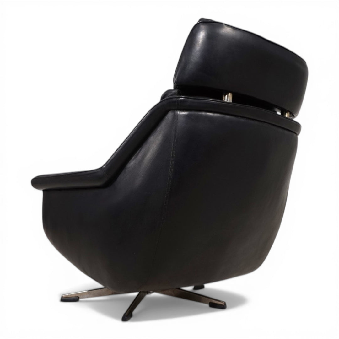 ESA 802 Loungesessel aus schwarzem Leder von Werner Langenfeld, 1970