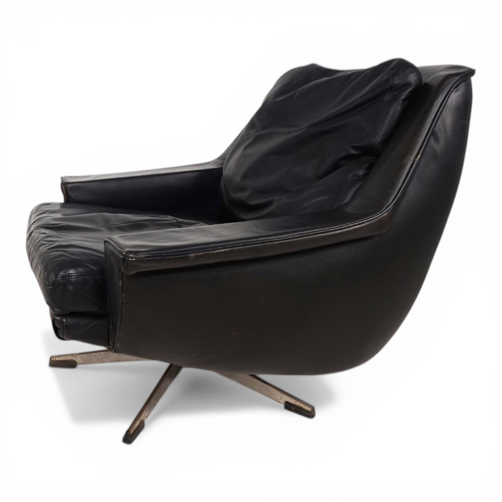 ESA 802 Loungesessel aus schwarzem Leder von Werner Langenfeld, 1970