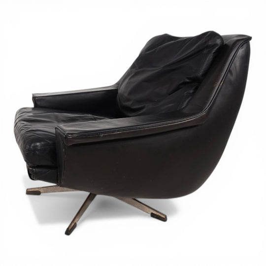 ESA 802 Loungesessel aus schwarzem Leder von Werner Langenfeld, 1970