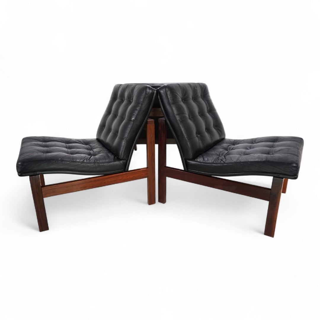 France & Son 3er Set Modular Ledersessel von O. Gjerløv-Knudsen/T. Lind, 1960