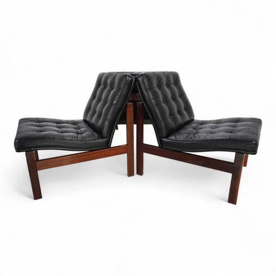 France & Son 3er Set Modular Ledersessel von O. Gjerløv-Knudsen/T. Lind, 1960