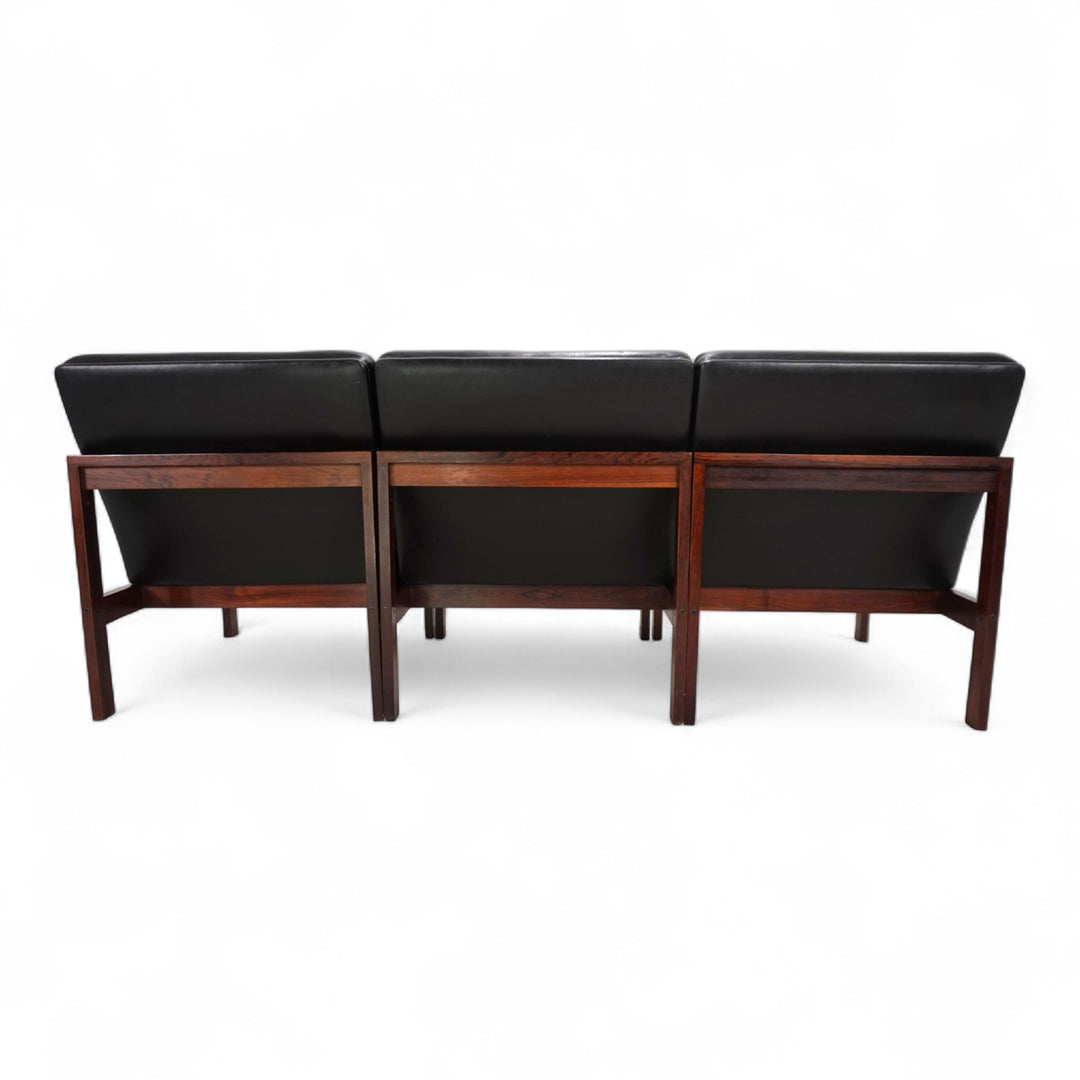 France & Son 3er Set Modular Ledersessel von O. Gjerløv-Knudsen/T. Lind, 1960