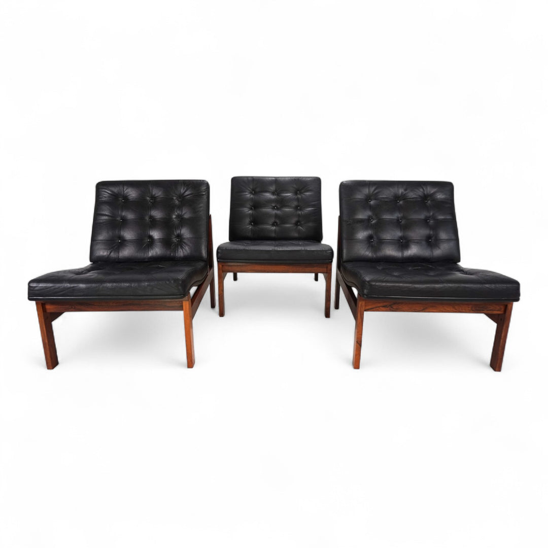 France & Son 3er Set Modular Ledersessel von O. Gjerløv-Knudsen/T. Lind, 1960