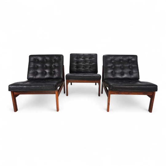 France & Son 3er Set Modular Ledersessel von O. Gjerløv-Knudsen/T. Lind, 1960