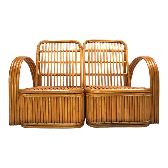 Paul Frankl Design Rattan Zweisitzer Sofa, 1940