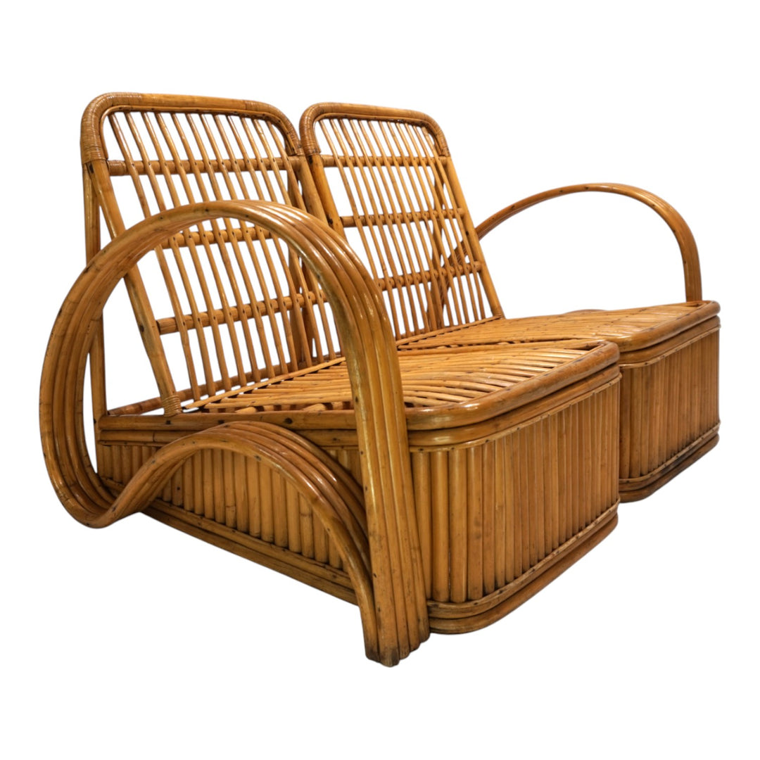 Paul Frankl Design Rattan Zweisitzer Sofa, 1940