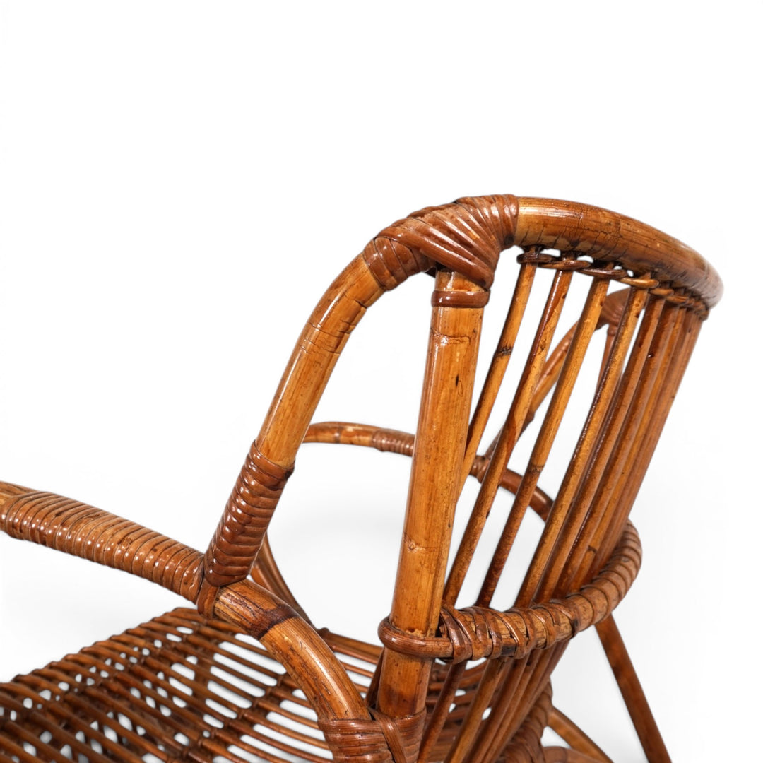 Französisches Paar Vintage Rattan Bambus Loungesessel, 1960