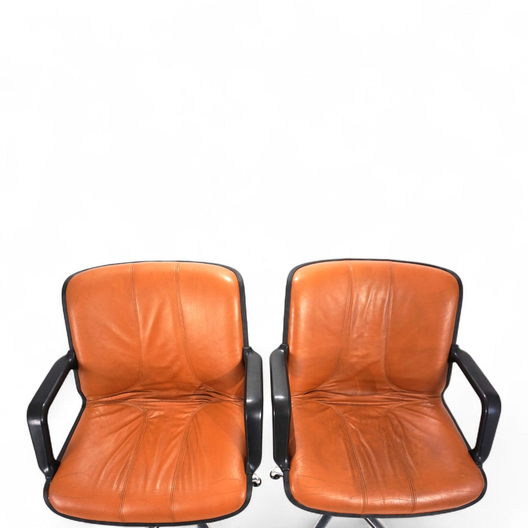 2er Set Fröscher Leder Bürostühle von Burkhard Vogtherr, 1970