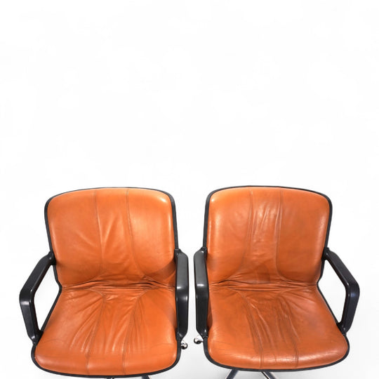 2er Set Fröscher Leder Bürostühle von Burkhard Vogtherr, 1970