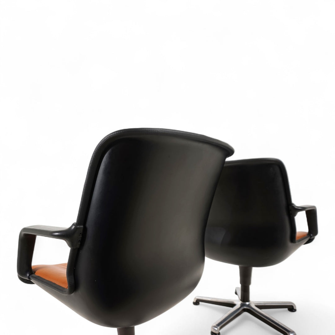 2er Set Fröscher Leder Bürostühle von Burkhard Vogtherr, 1970