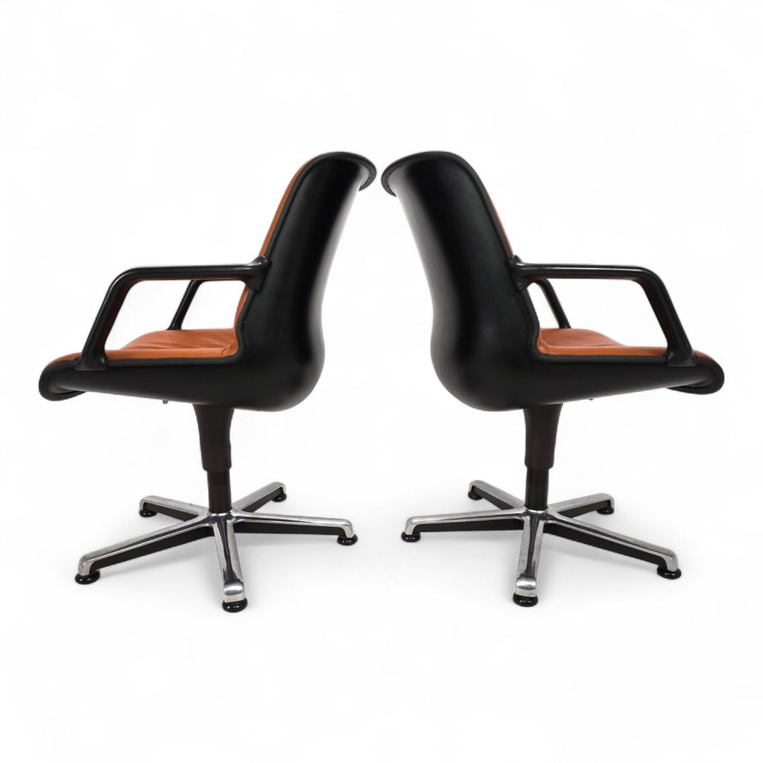 2er Set Fröscher Leder Bürostühle von Burkhard Vogtherr, 1970