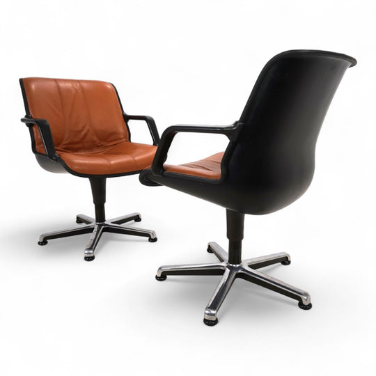 2er Set Fröscher Leder Bürostühle von Burkhard Vogtherr, 1970