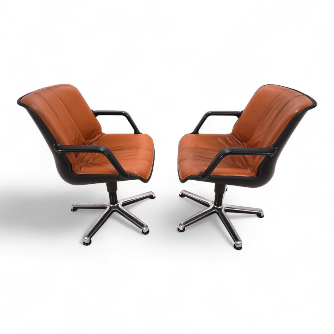 2er Set Fröscher Leder Bürostühle von Burkhard Vogtherr, 1970