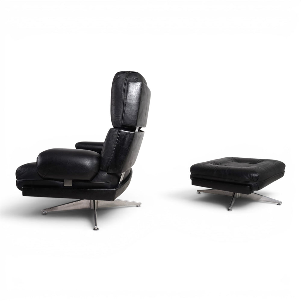 Howard Keith Kohinoor Ledersessel mit Ottoman für HK Furniture, 1970