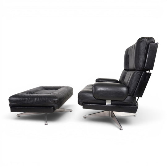 Howard Keith Kohinoor Ledersessel mit Ottoman für HK Furniture, 1970