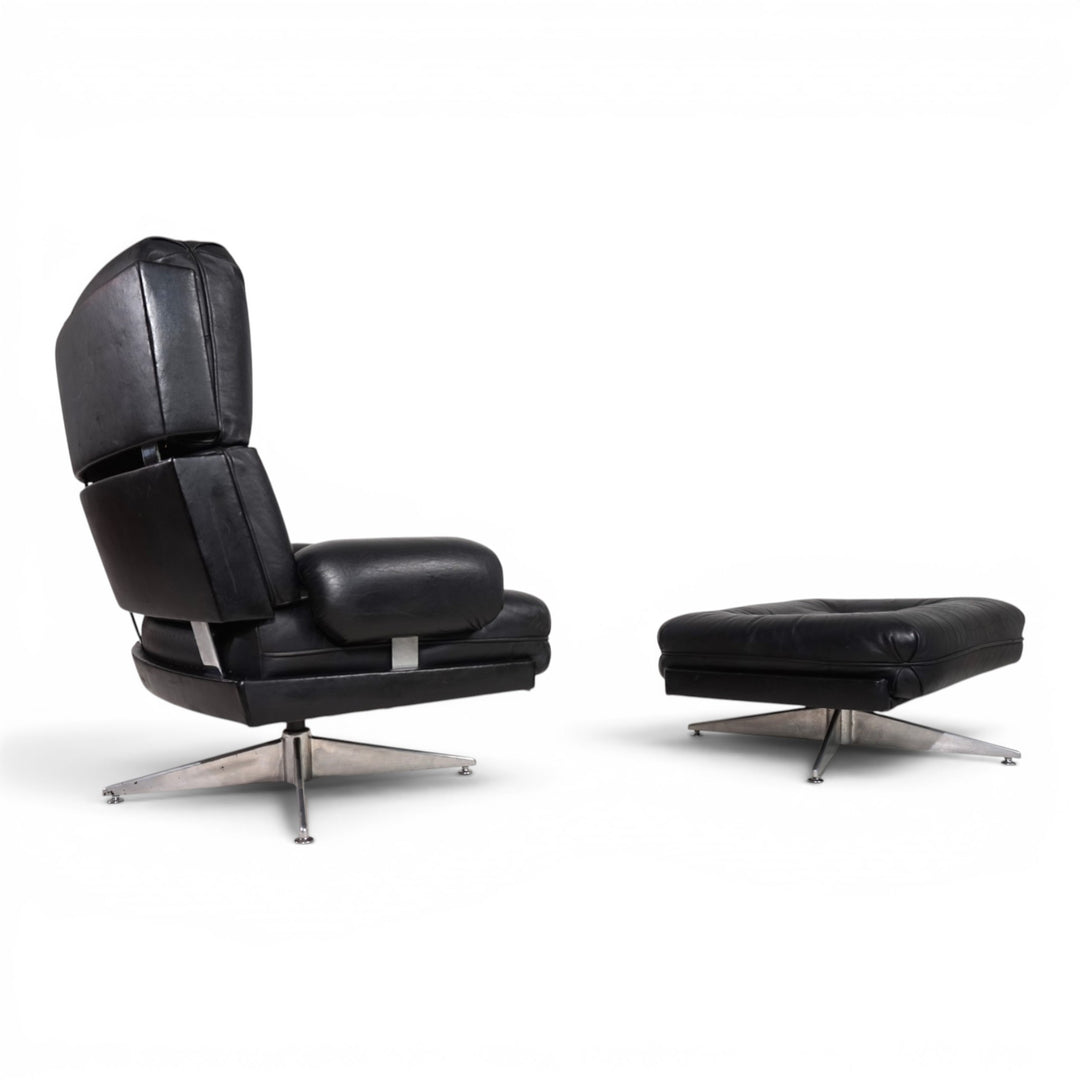 Howard Keith Kohinoor Ledersessel mit Ottoman für HK Furniture, 1970