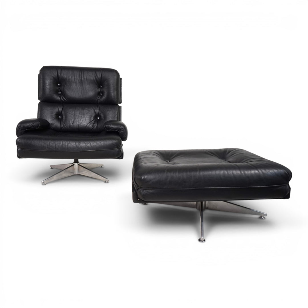 Howard Keith Kohinoor Ledersessel mit Ottoman für HK Furniture, 1970