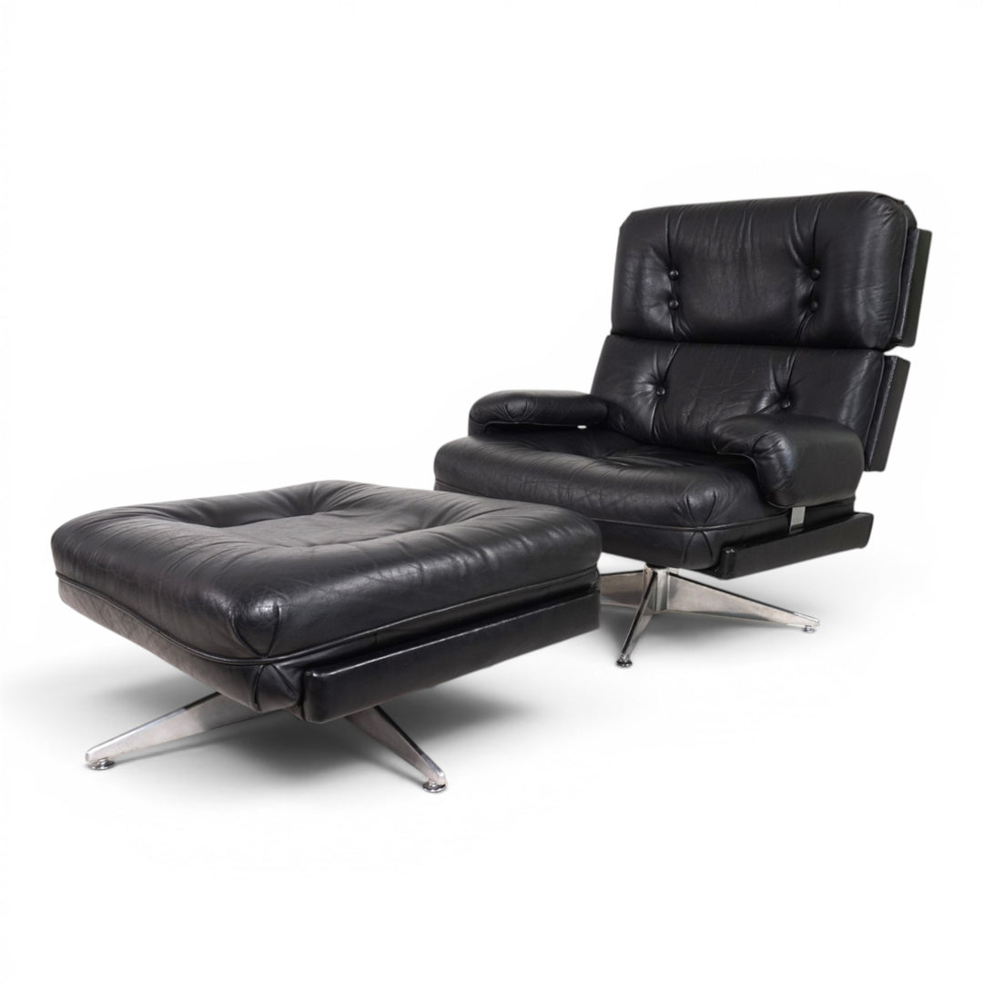 Howard Keith Kohinoor Ledersessel mit Ottoman für HK Furniture, 1970
