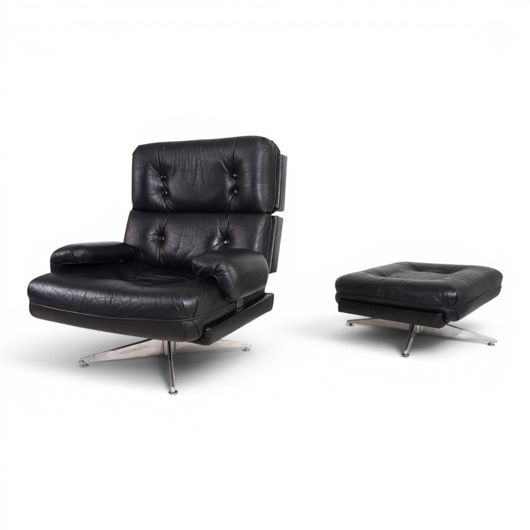 Howard Keith Kohinoor Ledersessel mit Ottoman für HK Furniture, 1970