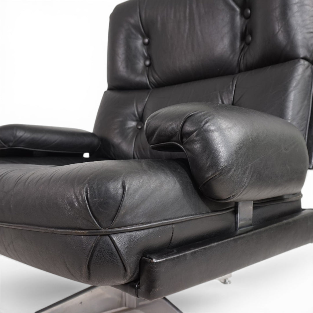 Howard Keith Kohinoor Ledersessel mit Ottoman für HK Furniture, 1970
