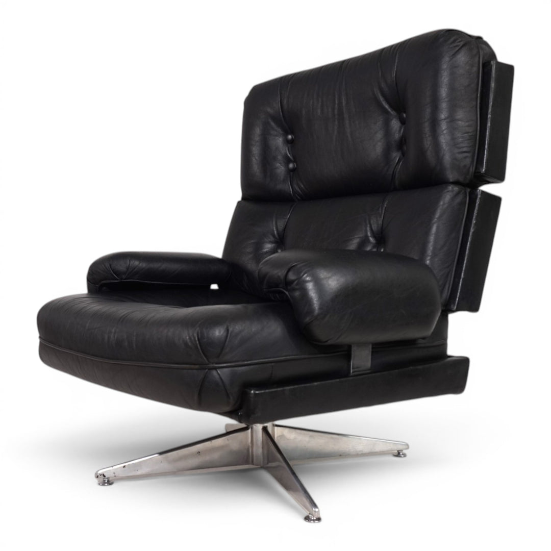 Howard Keith Kohinoor Ledersessel mit Ottoman für HK Furniture, 1970