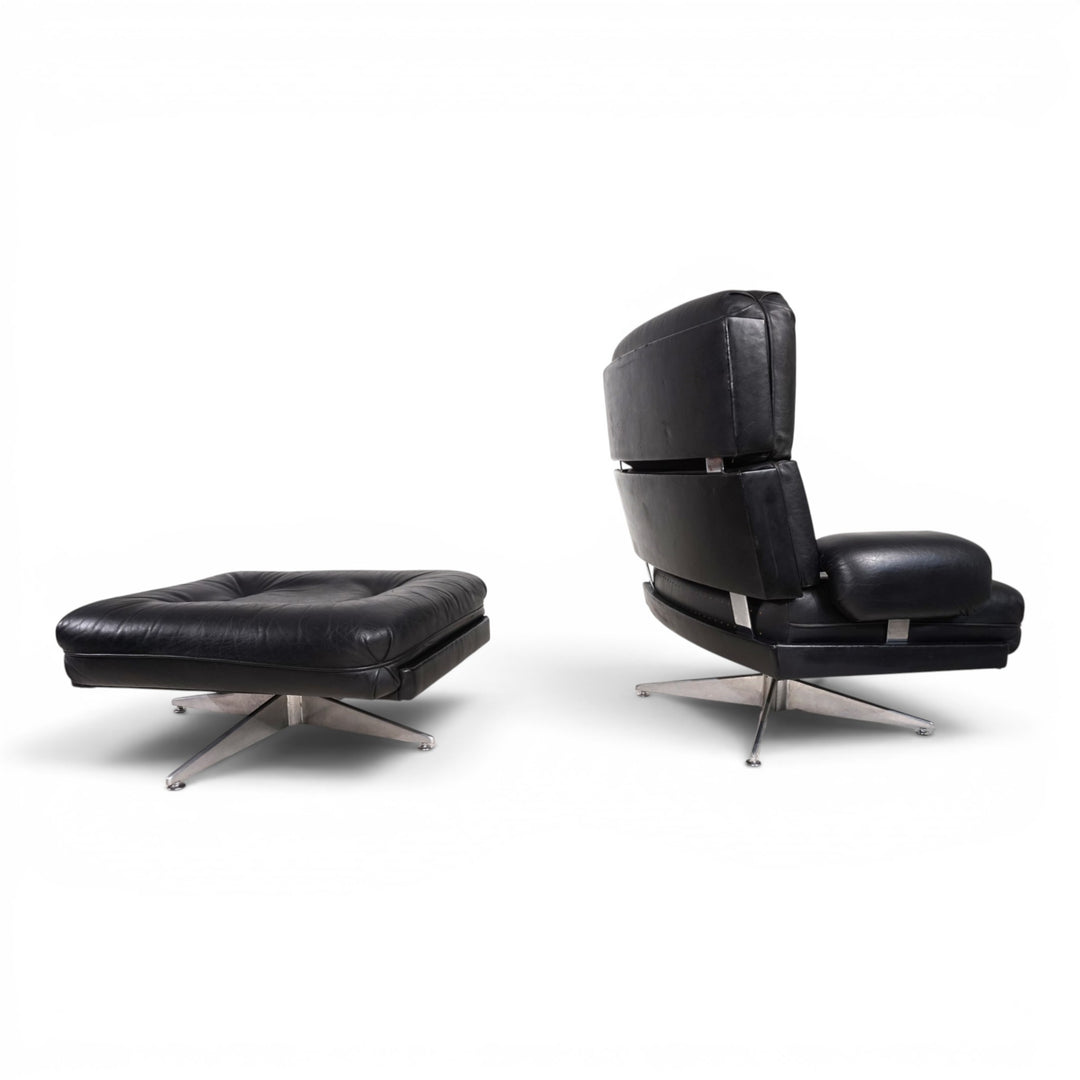 Howard Keith Kohinoor Ledersessel mit Ottoman für HK Furniture, 1970