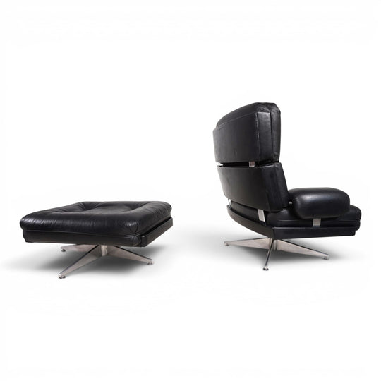 Howard Keith Kohinoor Ledersessel mit Ottoman für HK Furniture, 1970
