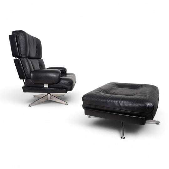 Howard Keith Kohinoor Ledersessel mit Ottoman für HK Furniture, 1970