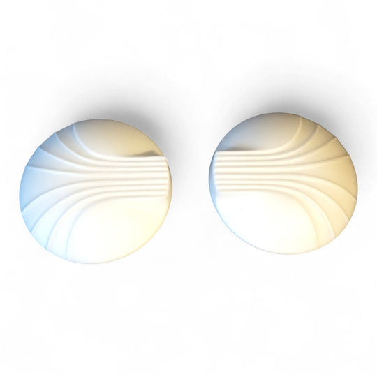 2er Set Hillebrand Art Deco Muschel Opalglas Wandlampen, 1960