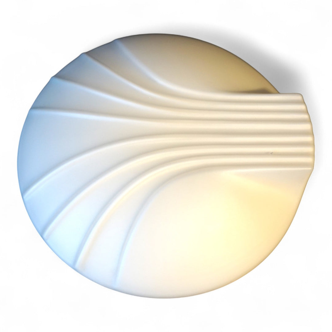 2er Set Hillebrand Art Deco Muschel Opalglas Wandlampen, 1960